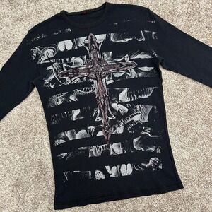 Vintage MMA Elite y2k Thermal Shirt Men's NO SIZE TAG (Medium) Skull‎ Cross